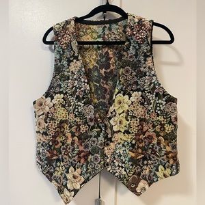 Handmade Tapestry Vest Floral Design